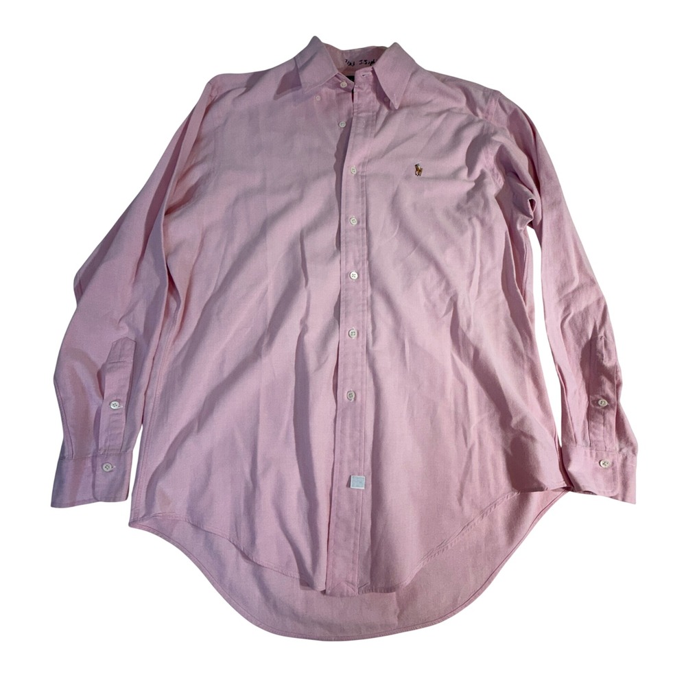 Ralph Lauren Cotton Oxford Shirt M Pink Pony Logo Button Down